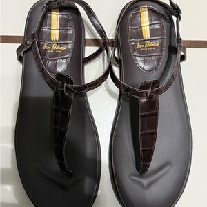 Sam Edelman Dark Brown T-Strap Sandals